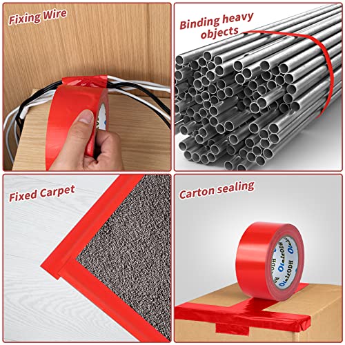 Image of Oleitodh 6 Pack Red Duct Tape Heavy Duty,8.3 Mil Thickness,2 Inches x 30 Yards,Strong Industrial Strength,Flexible,No Residue,Waterproof and Tear by Hand,Multi-Use for Indoor & Outdoor Repairs