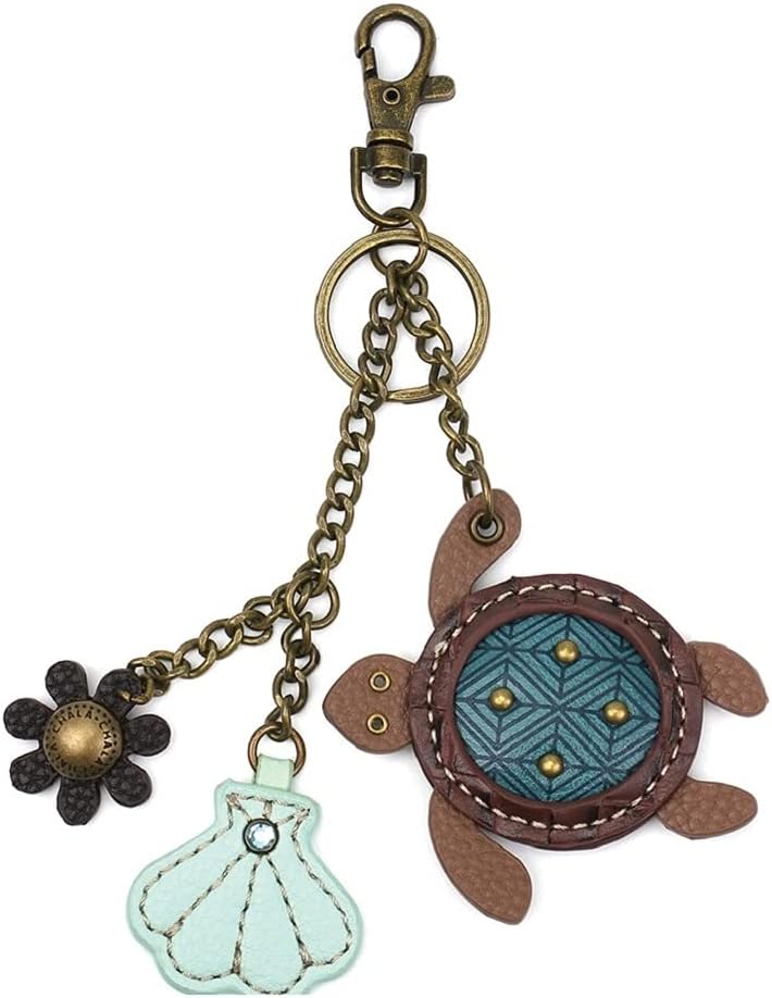 Chala Charming Crossbody Bag Shoulder Handbag With Flap Top and Zipper Dark Brown (Mini Turtle with Seashell)