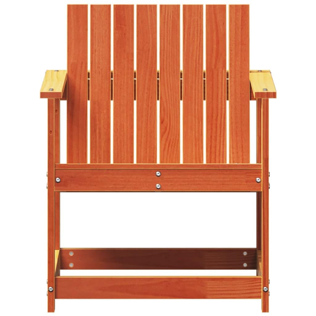 Silla de jardín marrón cera, 62 x 56 x 77 cm, madera maciza de pino, diseño de lamas, robusta, cómoda, para terraza, balcón, salón, exterior