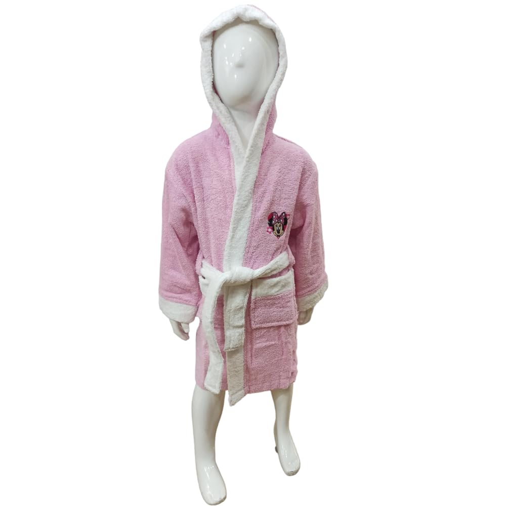accappatoio in spugna 100% cotone minnie disney accappatoio con cappuccio e cintura per bambini
