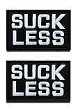 2 Packs Funny Suck Less Optimistic Embroidered Hook & Loop Emblem Badge Applique Patches for Clothes Uniform Armband Backpack Biker Jackets Jeans Service Dog Vest Harness