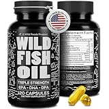 Wild Foods Omega 3 Fish Oil Supplement, 120 Capsules (1 pk) | Wild Caught, Burpless, Odorless, Non-GMO, Gluten Free | DPA, DHA, EPA Triple Strength Heart & Joint Nutrition for Women & Men