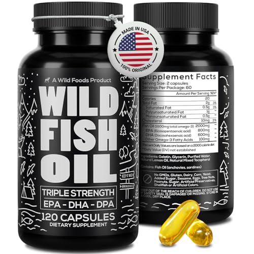 Wild Foods Omega 3 Fish Oil Supplement, 120 Capsules (1