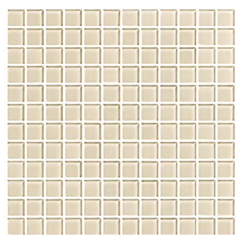 Mosaico enmallado de Cristal 32x32cm. Color Beige