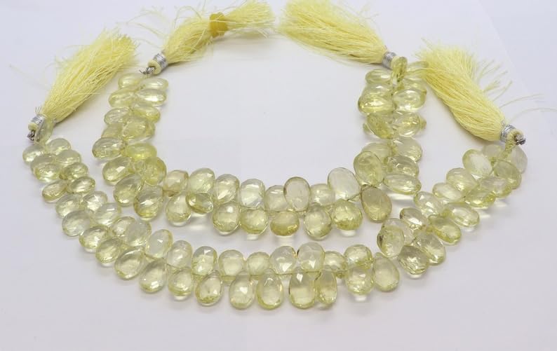 Perles à facettes en quartz naturel citron 8x11mm pour fabrication de collier et bracelet