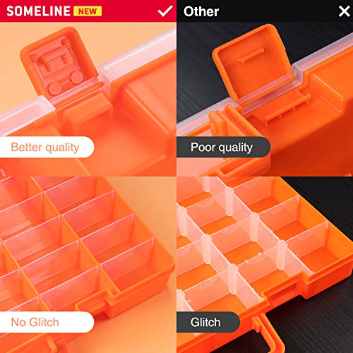 SOMELINE Sortimentsbox Sortierboxen Werkzeugkiste Tragbare Sortimentskästen mit Einstellbar fester Fachaufteilung für… – Bild 5