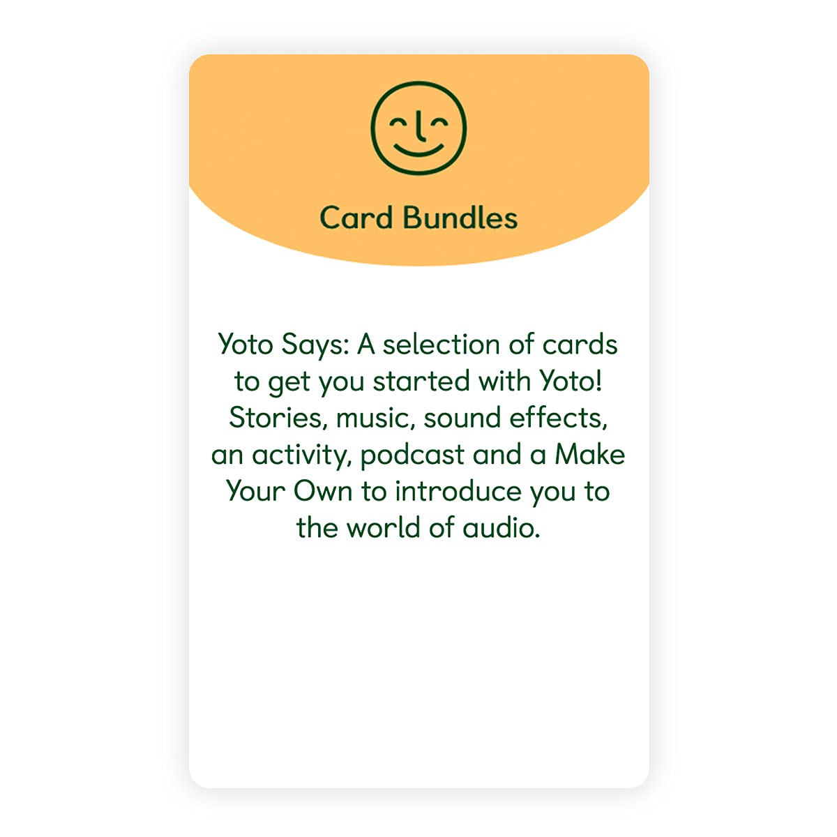 Amazon.com: Yoto Starter Pack – Kids Audio Cards for Yoto Player Children's  Speaker | Including a Story, Music, Activity, Make Your Own and Sounds  Effect Card | 7 Cards : Toys & Games