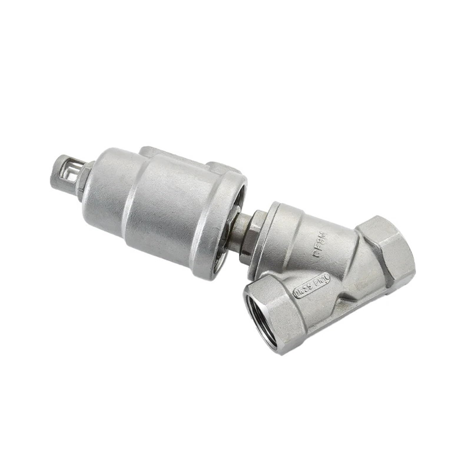 KNKQZXVDF DN25 Stainless Steel Pneumatic Seat Valve 16bar Normally Closed Pneumatic Actuator Angle Seat Valves(Open-Single Acting)