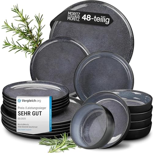 Moritz & Moritz VIDA Geschirrset 12 Personen Blau 48-tlg. - Modernes...
