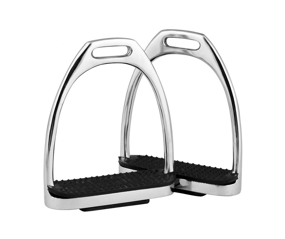 RIDING GEARS 4",4.50",4.75",5" Inch Horse Fillis Stirrups Equestrian Gloss Stirrups Silver (Polish) Stainless Steel (4.00 INCH)