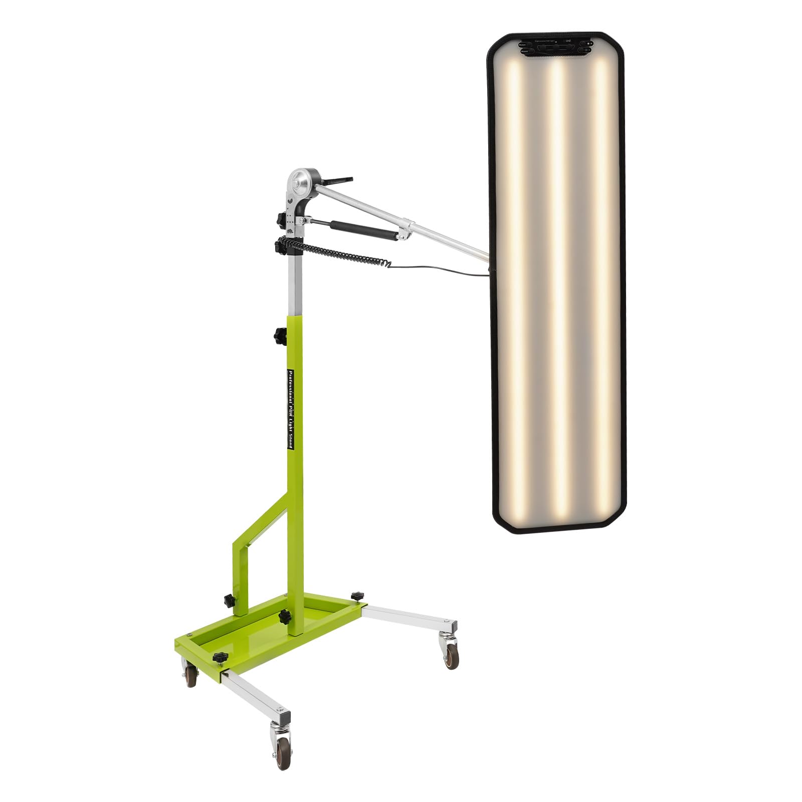 OUKANING Lampada a LED PDR, 6 colori, illuminazione a LED, 72 W, strumenti di illuminazione per riparazione, PDR regolabile, altezza 110-170 cm, 12 V con adattatore, 4 ruote per officina (verde)