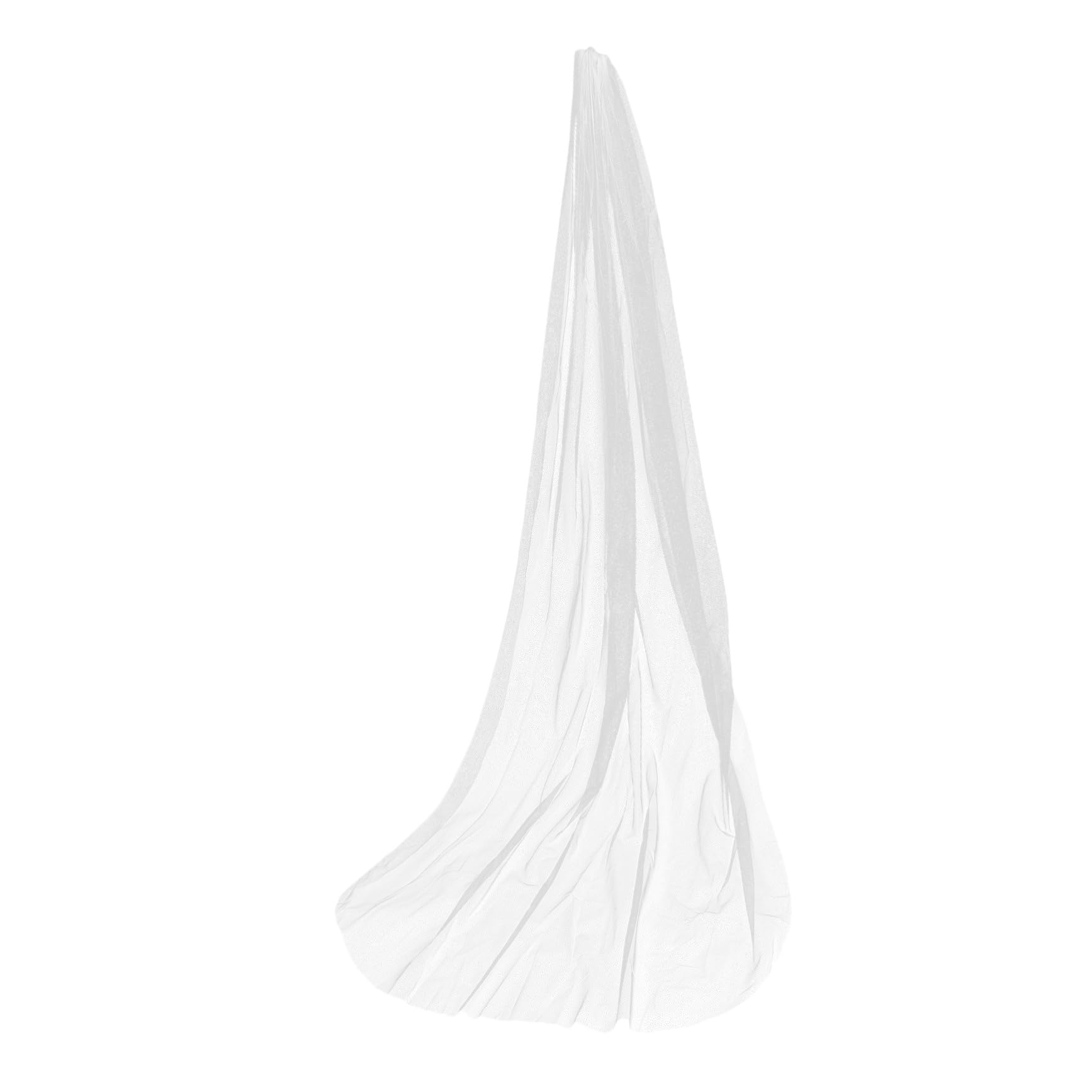 Velo de novia con peine de tul fino y acabado minimalista de alta costura 8