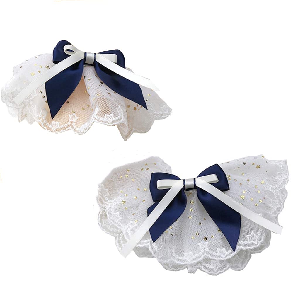 Gothic Sweet Lolita Hand Wrist Cuffs Mesh Bow Anime Maid Cosplay Accessories for Women Girls Bracelet