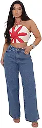 Calça Feminina Jeans Wide Leg Pantalona Algodão Lisa Básica