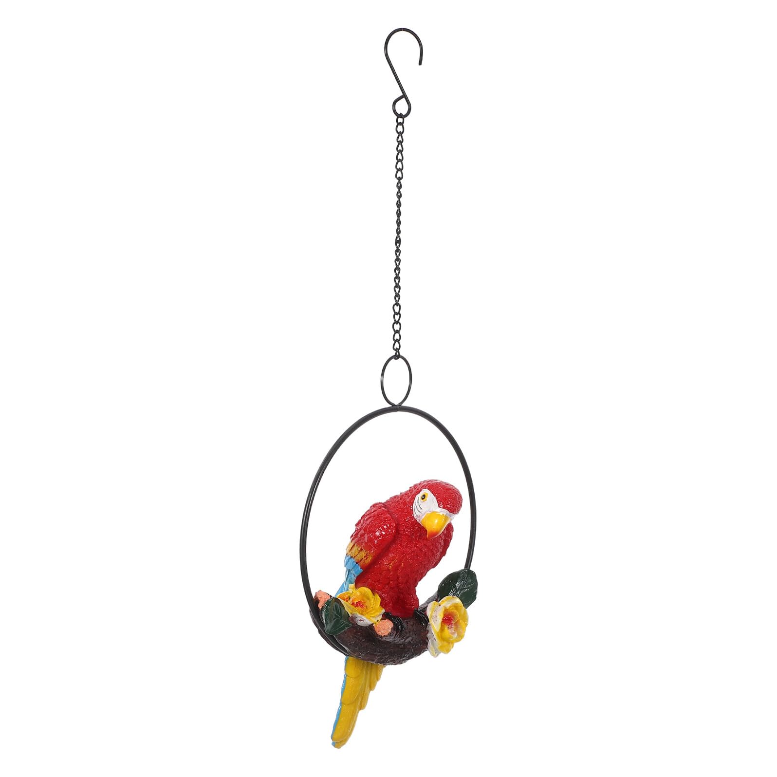 Statue perroquet en résine rouge de 43 cm haute résistance pour jardin