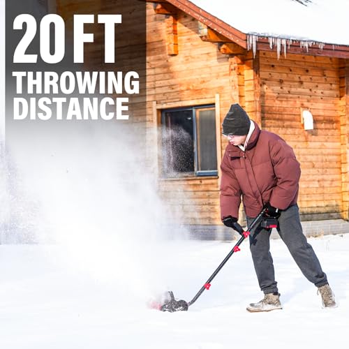 MZK Cordless Snow Shovel, 20V 12-Inch Battery Powered Snow Thrower, Battery Snow Blower with Directional Plate & Adjustable Front Handle(4.0Ah Li-ion Battery & Fast Charger Included)