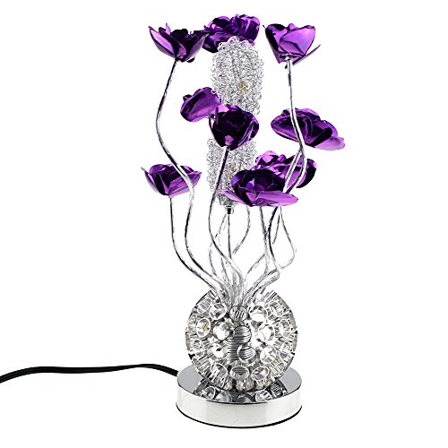 Escomdp Fleurs Pourpres en Aluminium Manuelles Salon Chambre Décor Antirust Lampe de Table Antiseptique LED Source de Lumière (Violet)