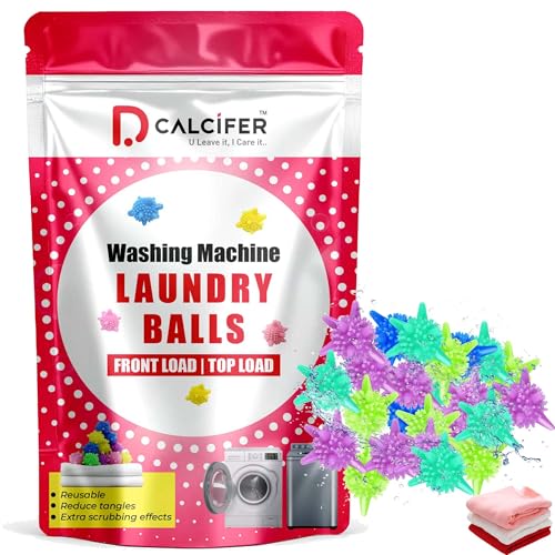 Dcalcifer Washing Machine Cleaner Balls, Reusable Tangle Free Clothes Cleaning Ball, Scrubbing Laundry Balls, Washing Balls Enhance Cleaning Power, Unique Size & Shape For Better Clean Pack Of 15