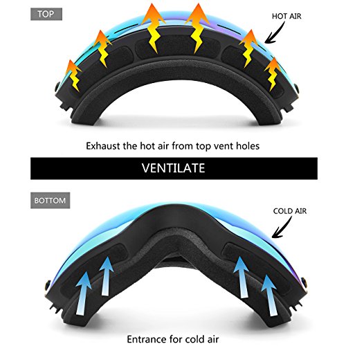 HONGDAK Ski Goggles, Snowboard Goggles UV Protection, Snow Goggles Helmet Compatible for Men Women Boys Girls Kids, Anti - Thumbnail 2