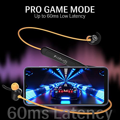 Image of Lava Probuds N11 Bluetooth Neckband with Dash Switch & 42 hrs Playtime, Quick Charge Technology(10min = 13hrs), IPX6 Rating, 12 mm Drivers and Pro Game Mode(Kai Orange)