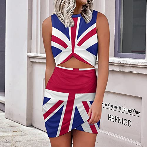 Elegant Casual Skirt British Flag Girls Summer Sunny Beach Dress S2