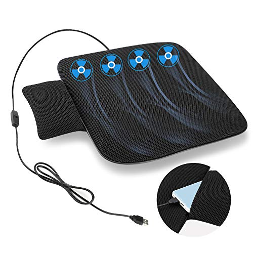 COFIT Belüftetes Sitzkissen mit USB Anschluss, atmungsaktivem Luftstrom Kühlkissen für den Sommer, geeignet für alle Autositze, Heim und Bürostühle