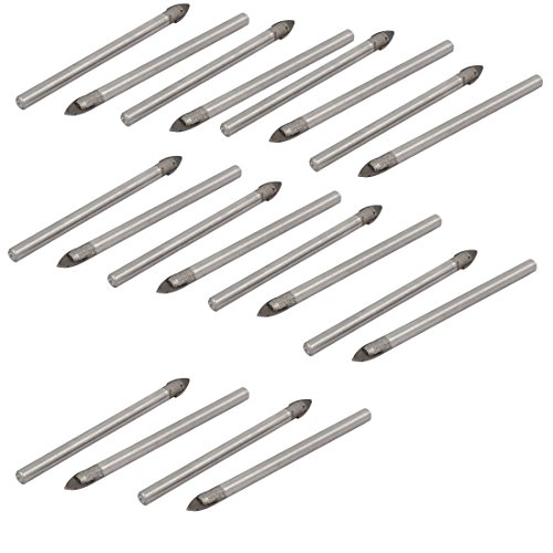 Aexit 5mm Tip Drill Bits 68mm Length Metal Round Shank Triangle Head Tile Drill Boring Drill Bits Bit 20pcs