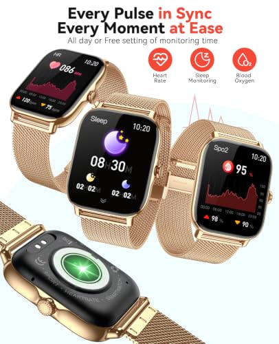 Image of Smart Watches Fitness Tracker for Women Men with Step Counter, Sleep Calorie Monitor, Pedometer, IP68 Waterproof, Smartwatch with 120+ Sports for iPhone Android (Beige)