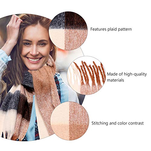KESYOO Longa Borla Cachecol Imitação de Cashmere Outono Inverno Lenço à Prova de Vento Pescoço Grade