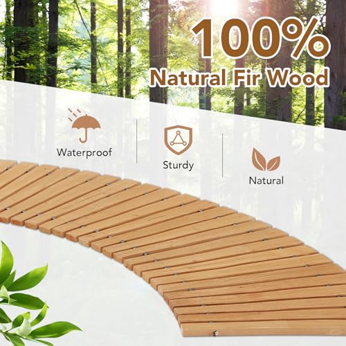 Buymoth 6FT Wooden Garden Pathway,Roll Out Decorative Curved Outdoor Walkway,Weather-Resistant & Non-Slip Patio Boardwalk for Garden,Backyard, Beach, Wedding Party Pathways (Natural, 6') — view 5