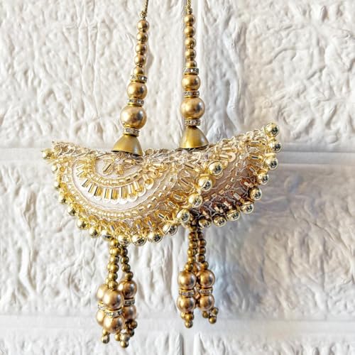Image of Adikala Craft Store Handmade Ethnic Latkan Tassel Set of 2 for Saree Pallu, Blouse, Suits, Dupatta, Lehenga Decor | Ethnic Saree Pallu, Blouse, Suit, Dupatta & Lehenga Decoration (Semi Circle Cushion)