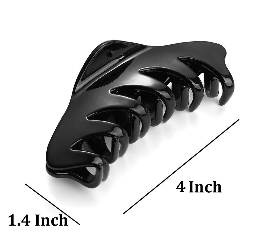Premium Hair Claw Clip, Medium Strong Holding Power Hair Clips Clamps, Delicate Hair Grip for Women and Girls Hair Barrettes for Medium or Long hair (Black) - Image 2
