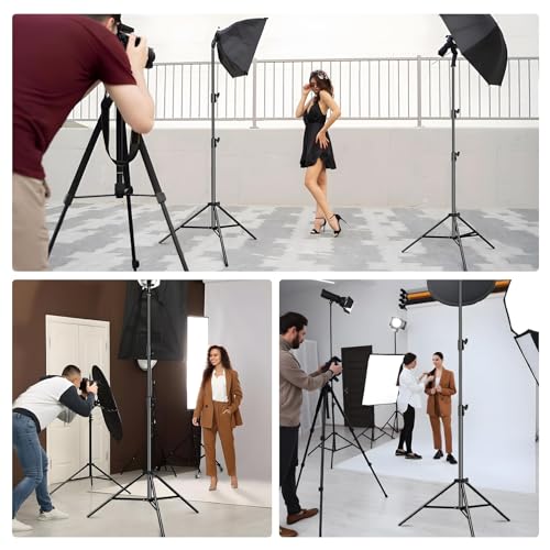 Image of 2pack Heavy Duty Light Stand 9.2ft / 110 inch Aluminum Spring Cushioned Tripod Lighting Stands Max Loading:10KG Adjustable 94cm-280cm with Carry Bag for Photography Softboxes Umbrella Studio Shooting