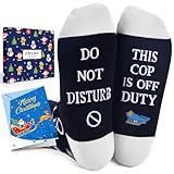 Zmart Christmas Police Officer Gifts - Gifts for Cop Police Retirement, Christmas Cop Socks with Greeting Card
