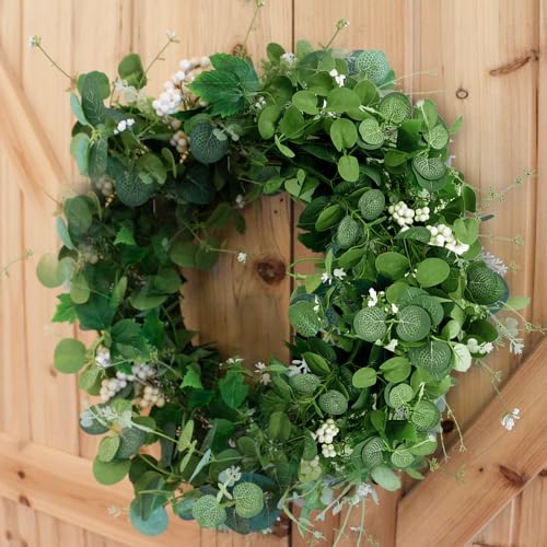 image for Qingbei Rina Eucalyptus Wreath 24 Inch, Spring Summer Wreaths for Fron