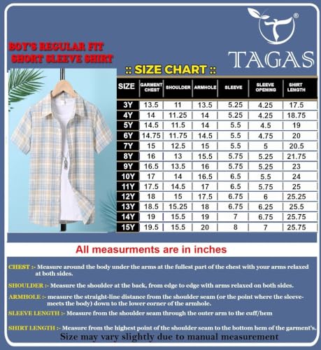 Image of TAGAS Boys Checkered Shirt | Kids Plaid Casual Shirts | Short Sleeve Regular wear Clothes for Boys | Stylish Summer, Party, Holiday, Beach