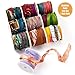 Pandahall 1 Roll Pure Sari Silk Ribbon Stripes Tie-Dye Handmade Silk Ribbon 5.47 Yards Multi Rainbow Sari Yarn for Knitting, Crocheting, Macrame, Weaving (Colorful)