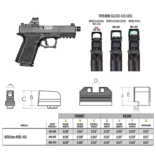 Night Fision Optics Ready Stealth .290-.297 Night Sight Set Compatible With Glосk 43/43X/43X Mos With Shield Rmsc And Holosun K Line, Orange Front Ring, Black Rear Rings #TOP2