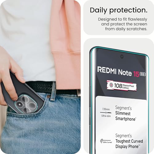 Image of FIRST MART HD+ UV Tempered Glass for Redmi 15 With Black Camera Lens Protector & Installation Kit | Edge-to-Edge, Case-Friendly, Scratch Resistant | Pack of 1