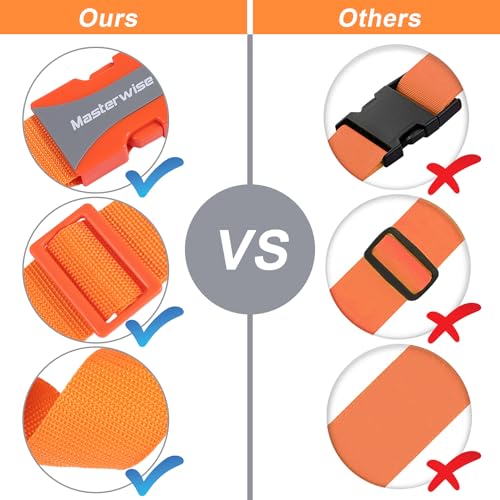 Image of 79 inch Buckle Straps with Clips, Adjustable Nylon Strap, Orange | with Buckle, Packing Straps, 4pcs