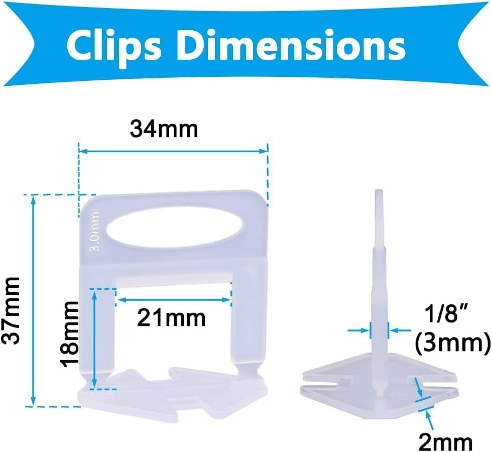 4000 PCS Tile Leveling System Clips 1/8''(3mm) Tiles Leveler Spacers Tool for Professional Ceramic Tile and Stone Installation 4000 1/8 inch