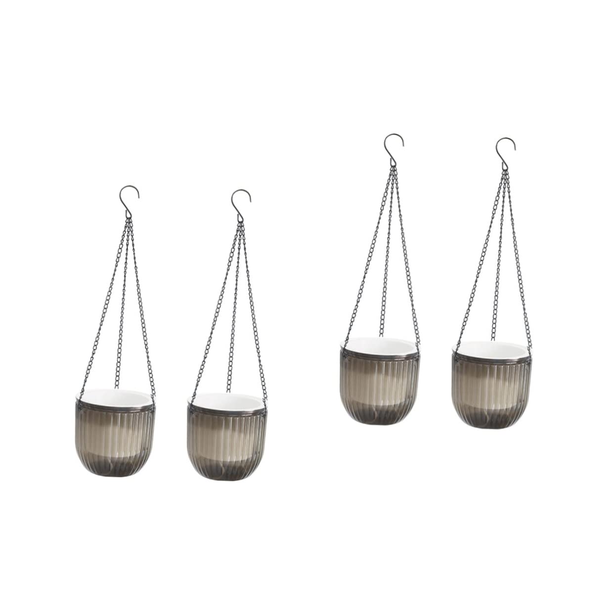 YARNOW 4 Pcs Flowerpot Indoor Hanging Flower Pots Self Watering Hanging Planter for Indoor Balcony Planting Pot Outdoor Wall Hanging Small Plant Pots Indoor Decorative Watering Can Grey