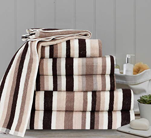 Royal Victorian Pure100% Cotton Stripe Quality 550 GSM Bath Towel, Bath Sheet and Bale Sets (Brown, 2x Hand Towel) - Cosy Home Interiors Royal Victorian Pure100% Cotton Stripe Quality 550 GSM Bath Towel, Bath Sheet and Bale Sets (Brown, 2x Hand Towel)
