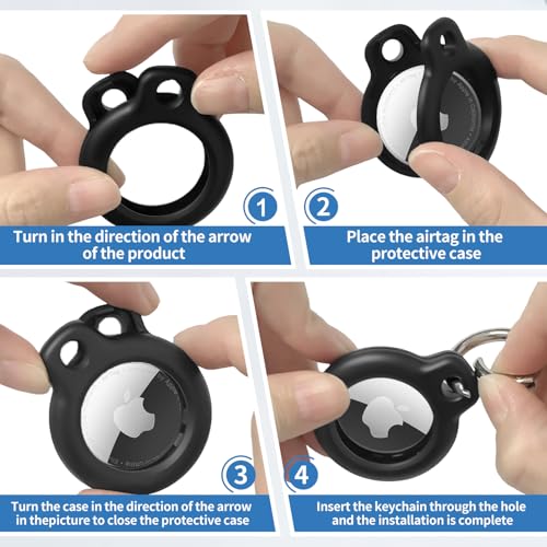 Pack Of 2 Airtag Pendant, Airtag Case Hard Plastic Keychain Airtag Air Tag Pendant Scratch-Resistant Protective Case Airtags Case With Keyring For Pet And Luggage Tracking(Black) - Image 4
