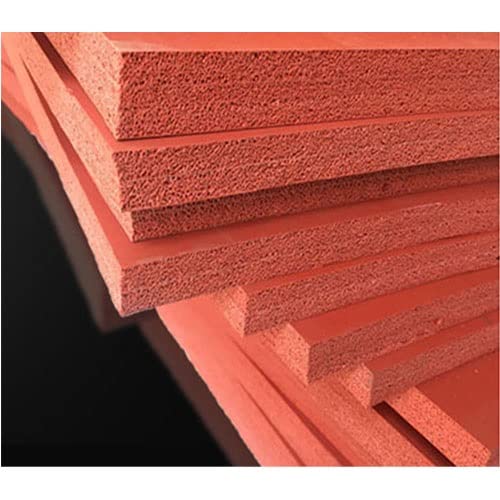 EDFMGH Red Silicone Foam Board, 500x500mm High Temperature Resistant Soft Sponge Board, Sealing Gasket Thickness 1 MM 2 3 4 5 6 8 10 Mm, 1pcs(10mm)