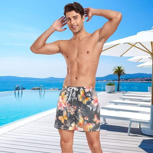 xigua Beautiful Spring Butterflies Mens Swim Trunks with Liner, 5 inch Quick Dry Mens Boardshorts for Beach4