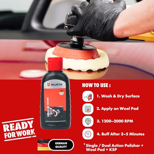 Image of Wuerth Rubbing Polish Diamond Cut Premium - 100ml | Fast-Cut Compound for P1500 Scratches | German Engineered | Low Sling, Non-Sticky | Silicone-Free | For Machine & Hand Use