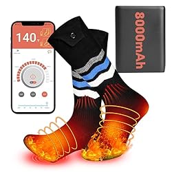 Heated Socks, Heated Socks for Men Women with APP Control, 8000mAh Rechargeable Electric Heated Socks Up to 10 Hours Washable Winter Warm Socks Foot Warmer Heated Socks for Skiing Cycling Camping