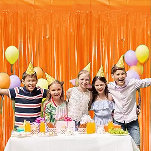 Orange Foil Fringe Curtain Backdrop Halloween Party Decorations Metallic Tinsel Streamer Photo Booth Props For Birthday Wedding Engagement Bridal Shower Baby Shower Bachelorette Graduation -2 Packs #TOP2