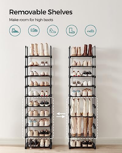 Image of SONGMICS Shoe Rack, 10-Tier Shoe Organizer, Metal Storage Shelf